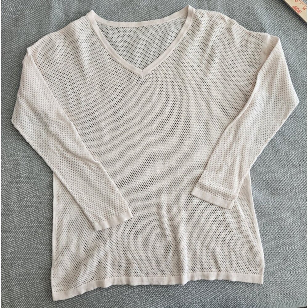 GAP‎ Women's Pullover Sweater Knit White Size Large V Neck Collar
